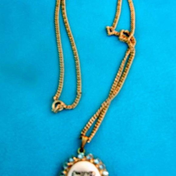 RARE VTG KITTY Pendant Hand Sketched Rhinestone Necklace - Picture 3 of 3